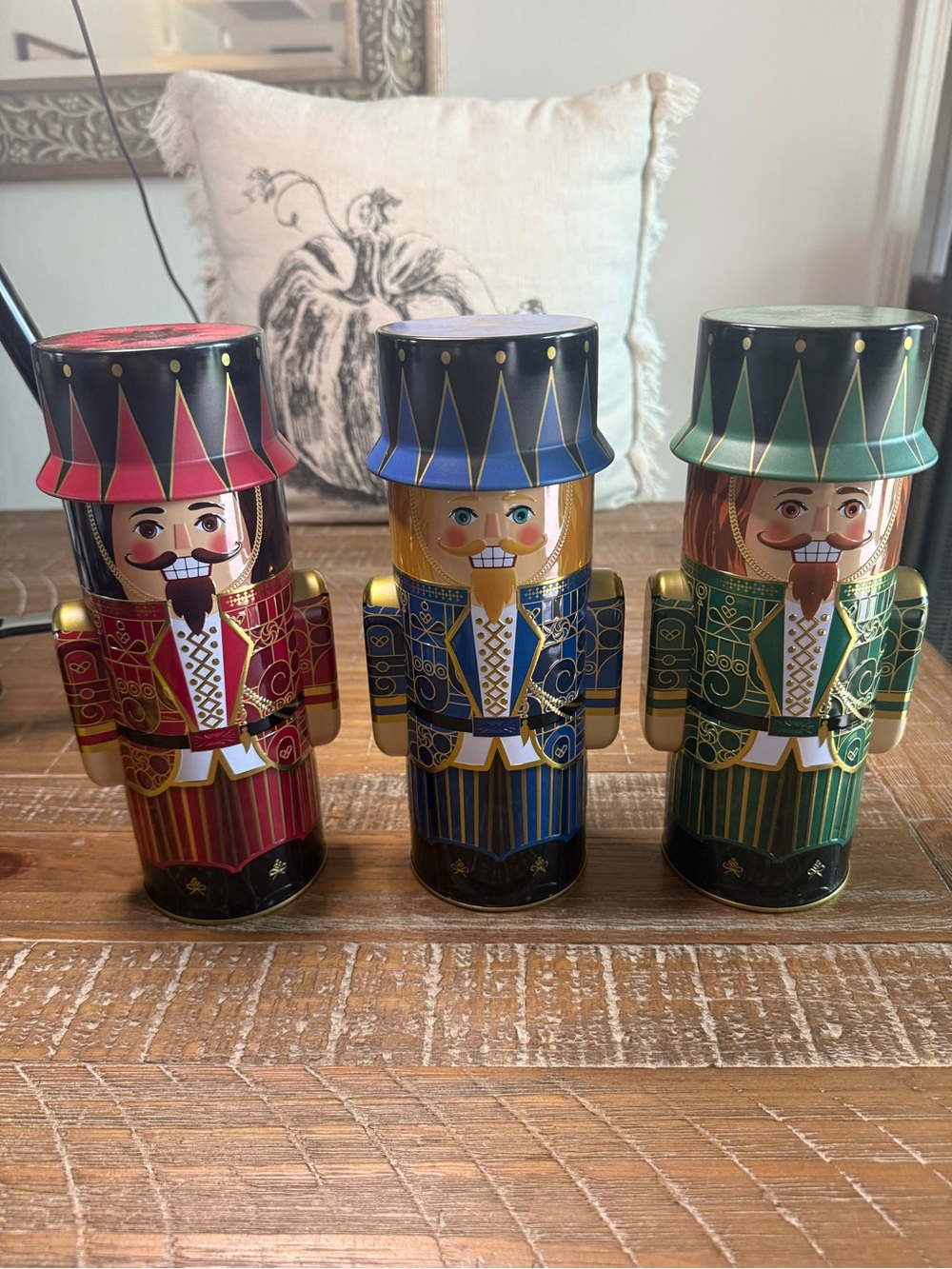 Bonnie & Pop Nutcracker Tins Set of 3 Christmas Holiday Soldier Decor Empty